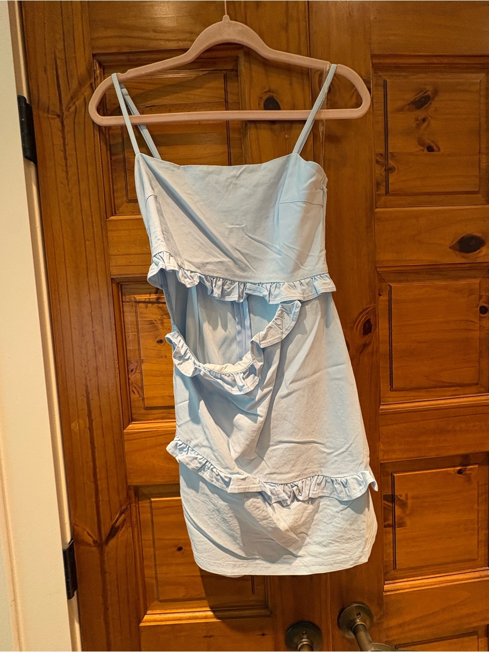 Lavish Light Blue Ruffle Mini Dress